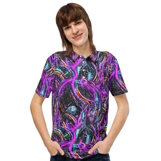 Prismatic Machine on a Men's Slim Fit Polo Shirt