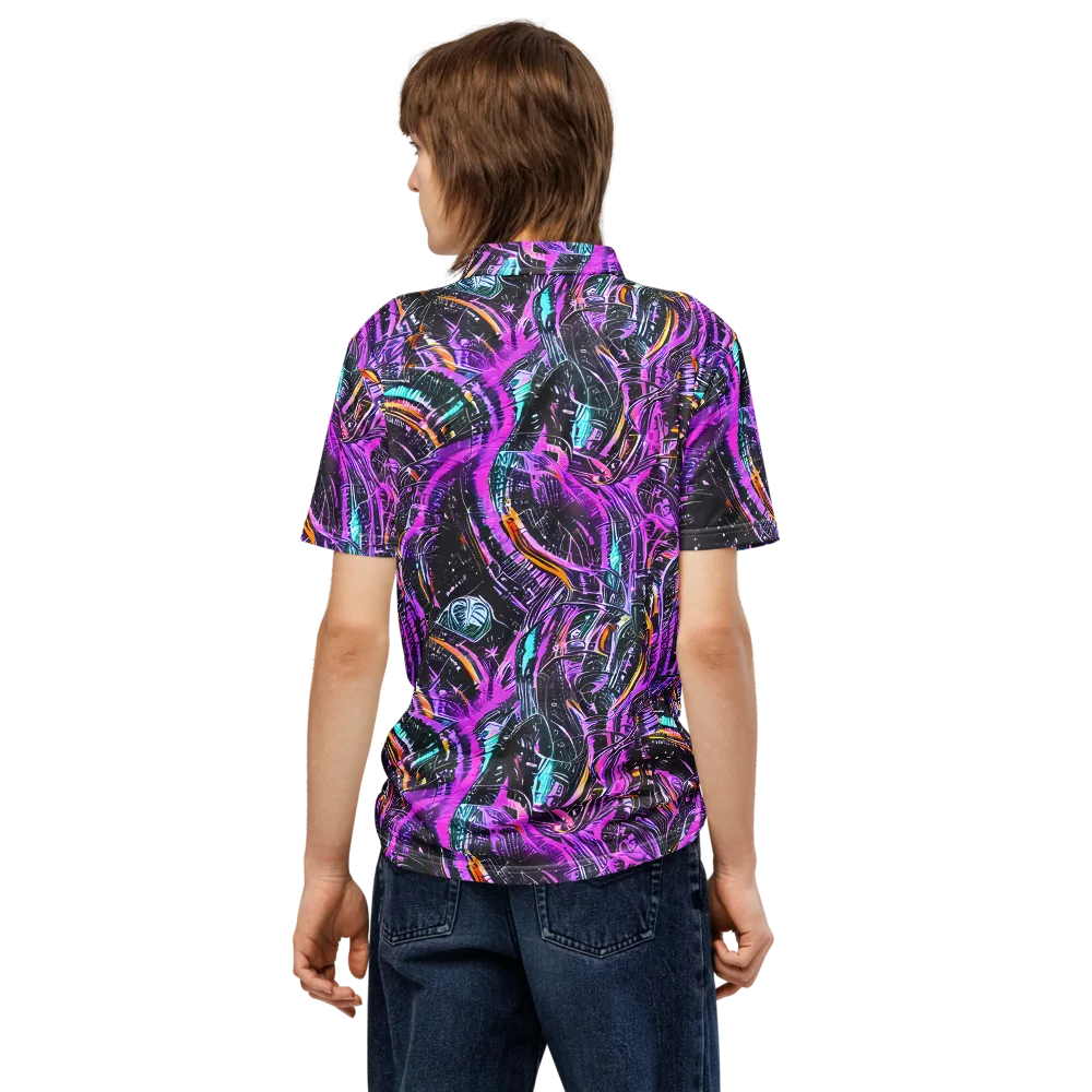 Prismatic Machine on Men's Slim Fit Polo Shirt — Back