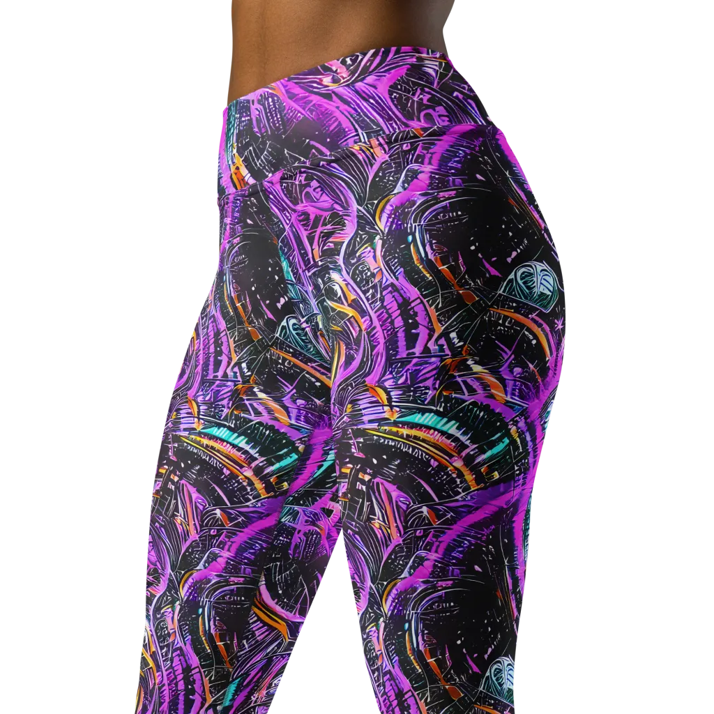 Prismatic Machine on Yoga Leggings — Left Front