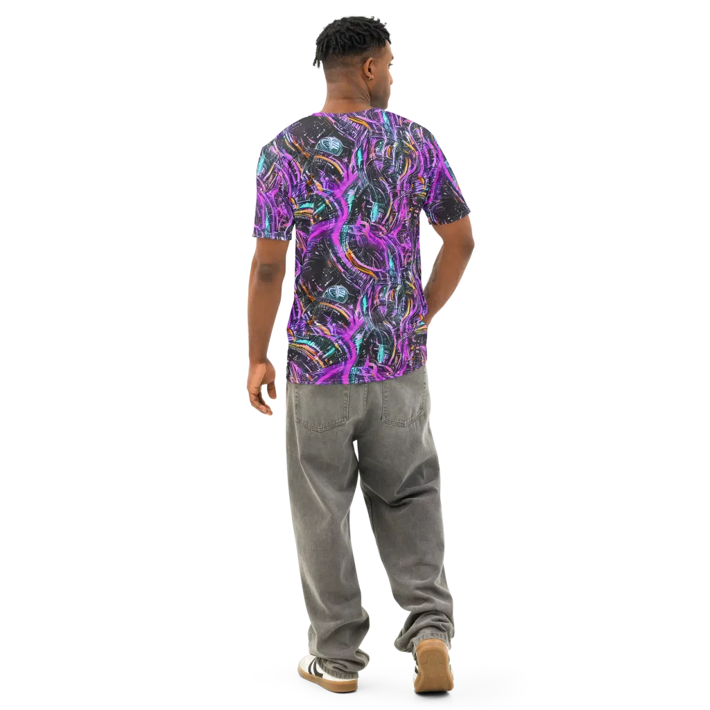 Prismatic Machine on Men's Cotton Crew Neck T-Shirt — Back