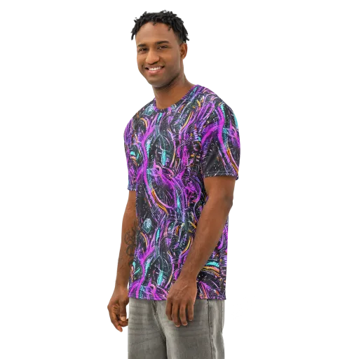 Prismatic Machine on a Men's Cotton Crew Neck T-Shirt