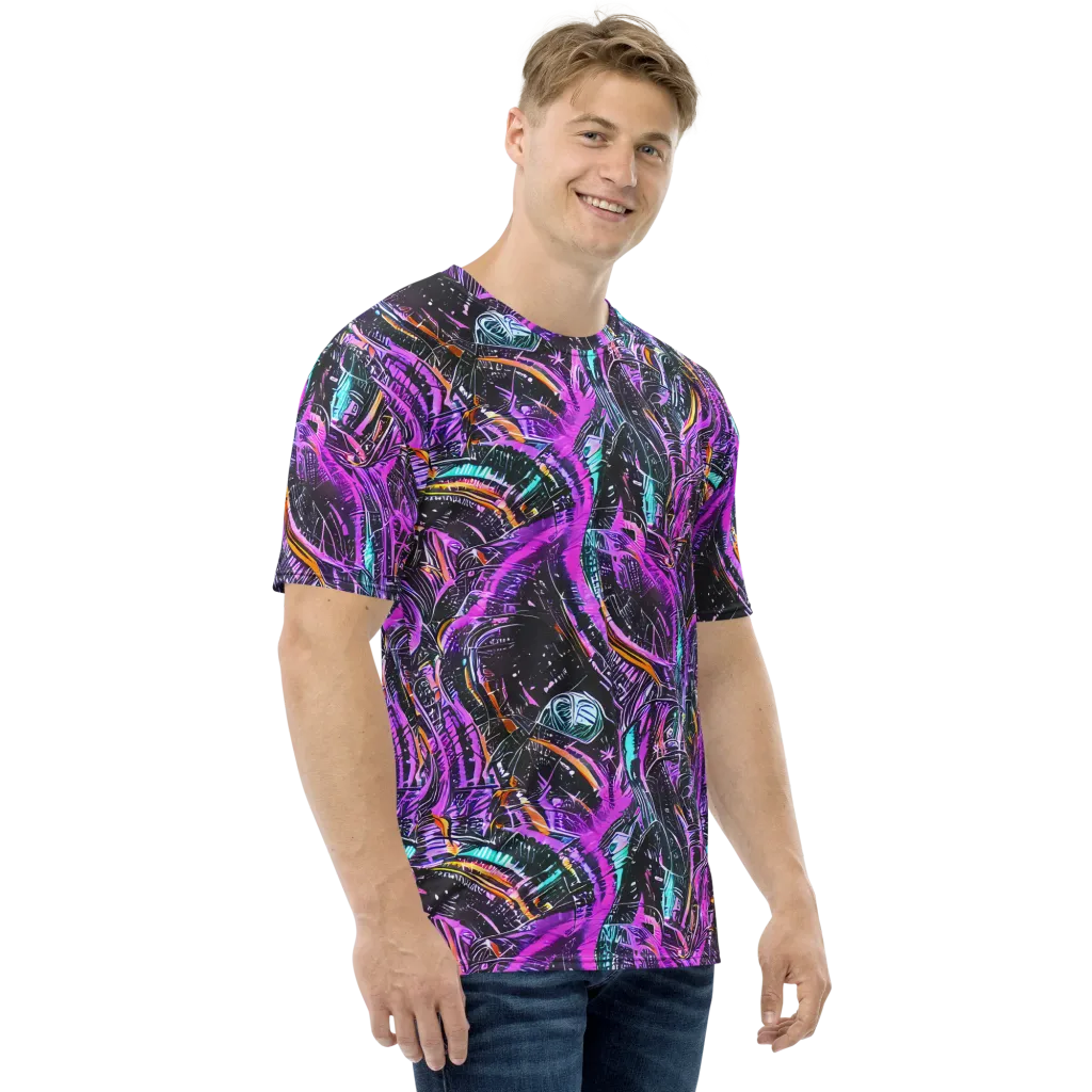 Prismatic Machine on Men's Crew Neck T-Shirt — Right