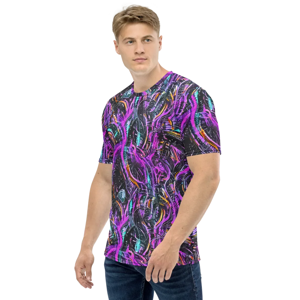 Prismatic Machine on Men's Crew Neck T-Shirt — Left