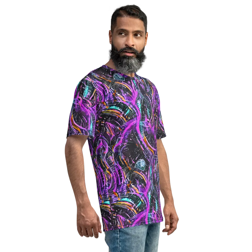 Prismatic Machine on Men's Crew Neck T-Shirt — Right