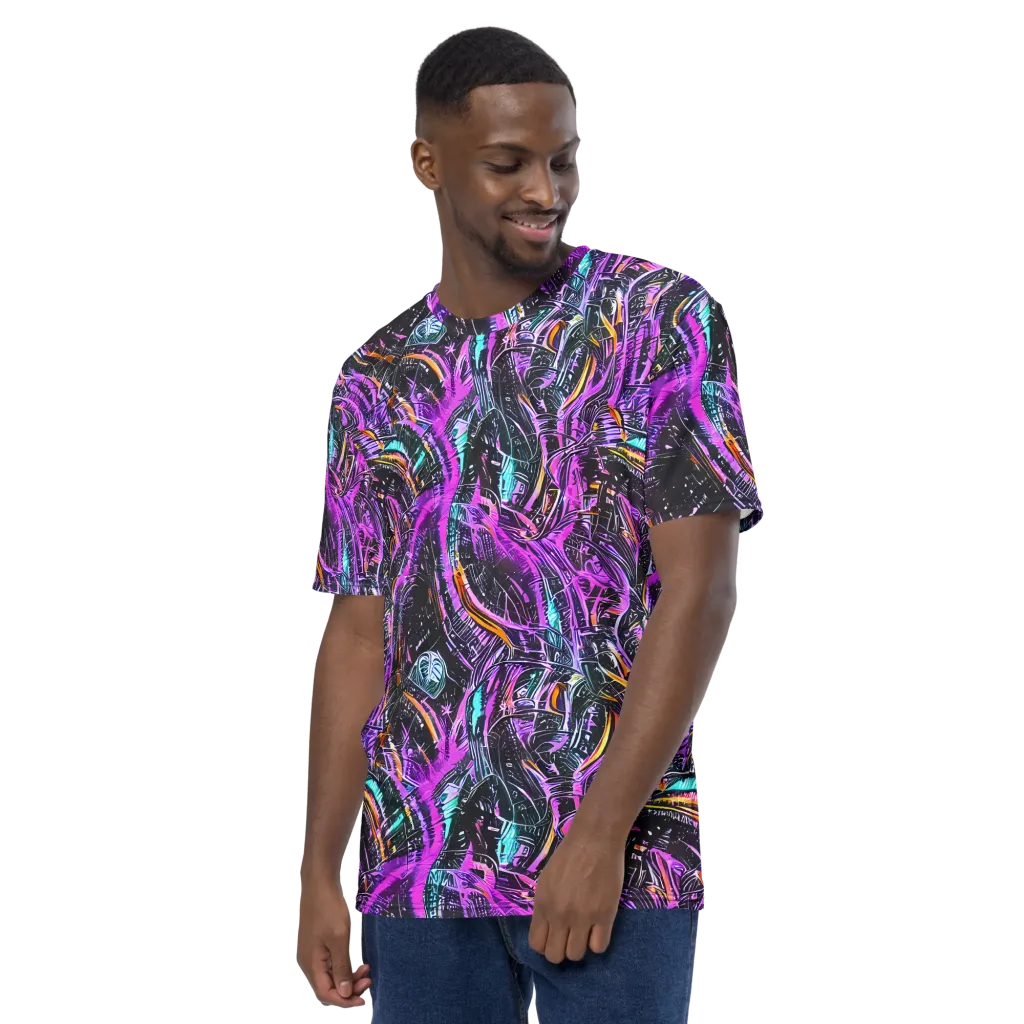Prismatic Machine on Men's Crew Neck T-Shirt — Left