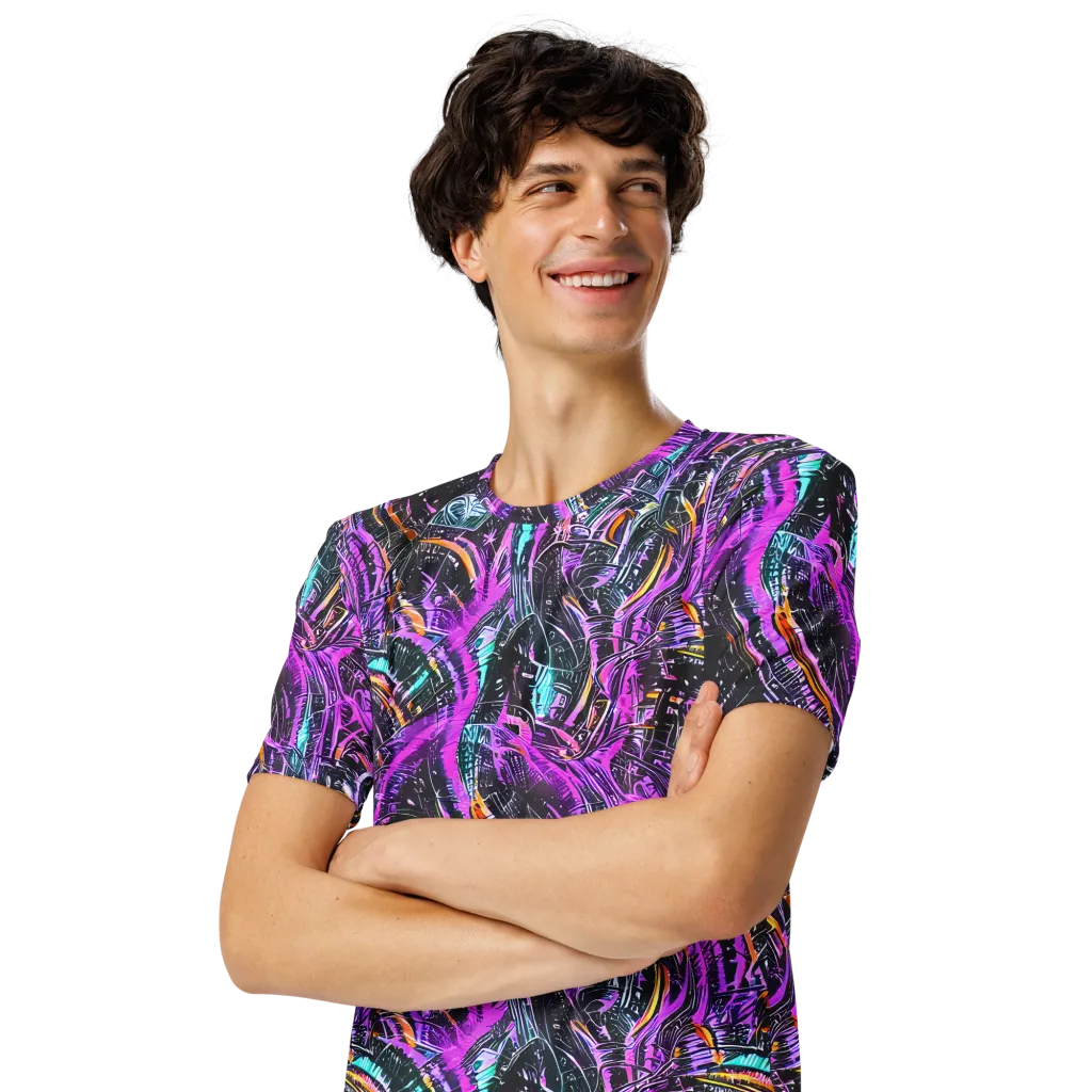 Prismatic Machine on Men's Crew Neck T-Shirt — Left Front