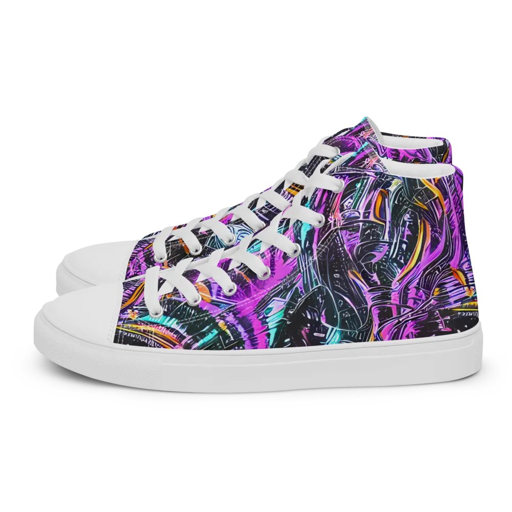 Prismatic Machine on Men's High Top Canvas Shoes — Left