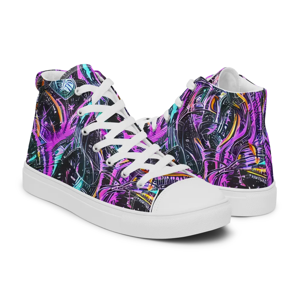Prismatic Machine on Men's High Top Canvas Shoes — Right