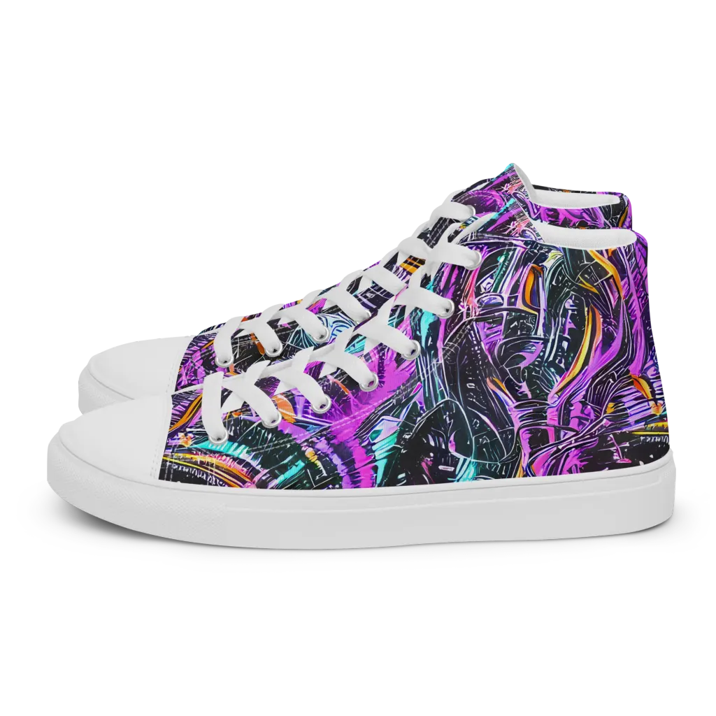 Prismatic Machine on Women's High Top Canvas Shoes — Left
