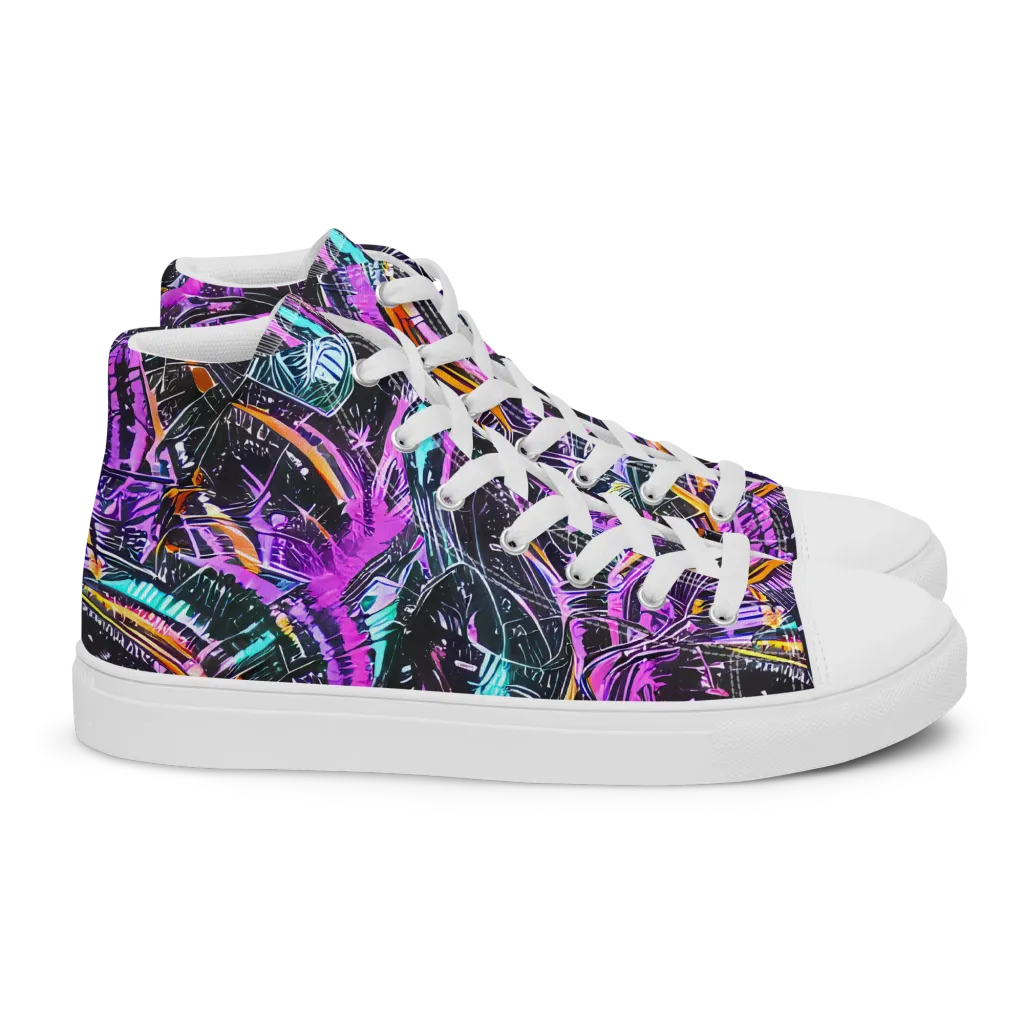 Prismatic Machine on Women's High Top Canvas Shoes — Right