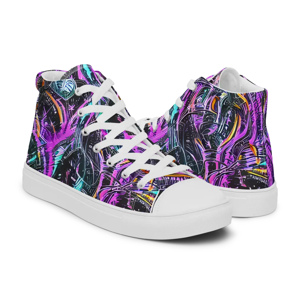 Prismatic Machine on Women's High Top Canvas Shoes — Right