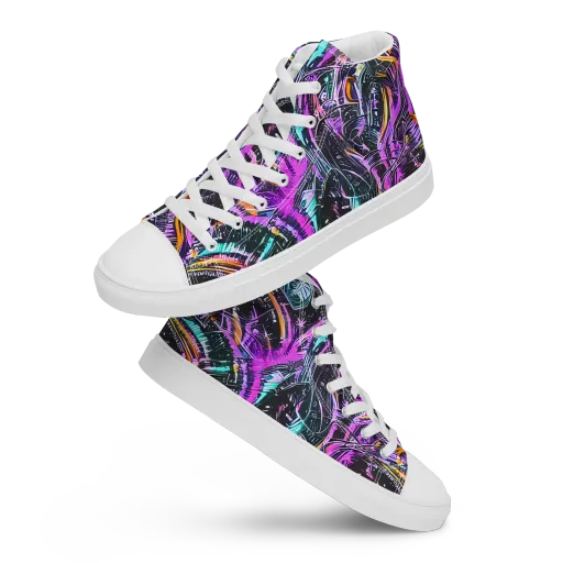Prismatic Machine on a Women's High Top Canvas Shoes