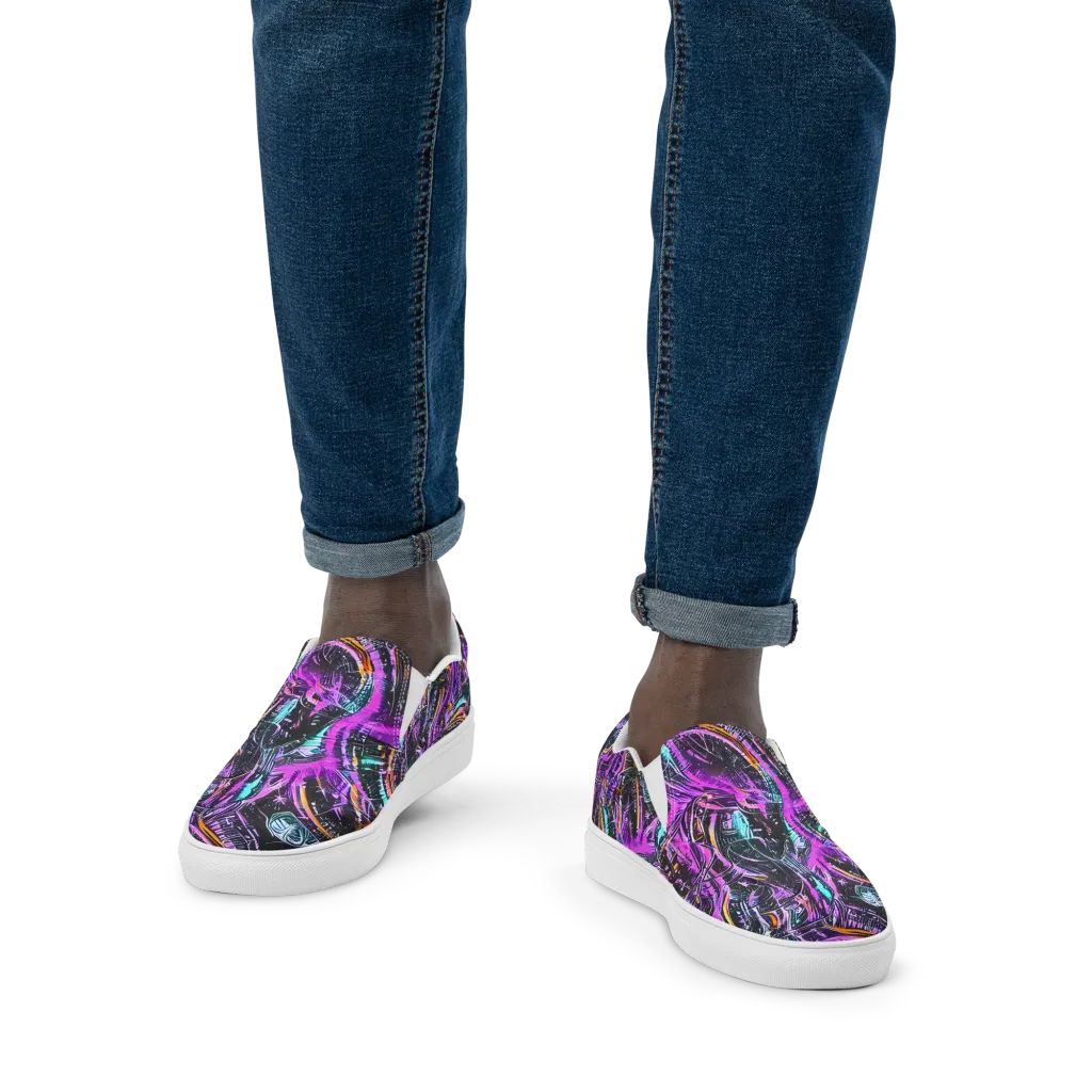 Prismatic Machine on Men's Slip-On Canvas Shoes — Front