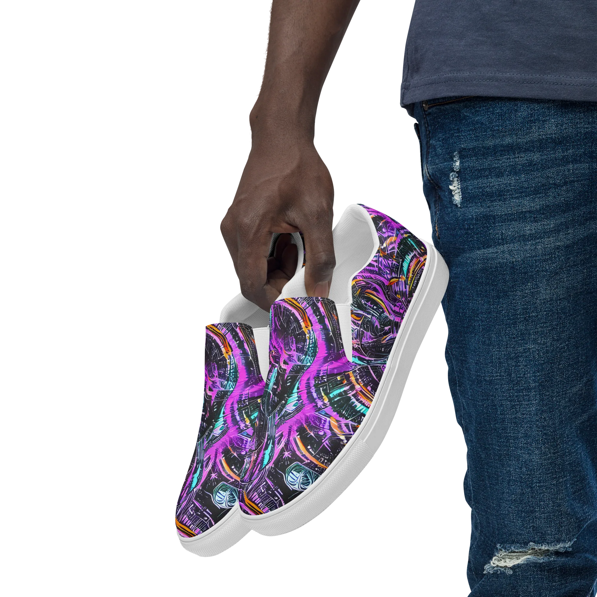 Prismatic Machine on Men's Slip-On Canvas Shoes — Left Front