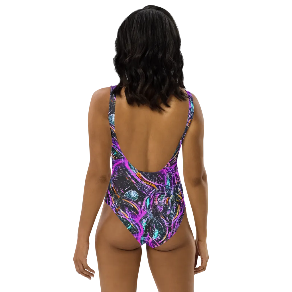 Prismatic Machine on One-Piece Swimsuit — Back