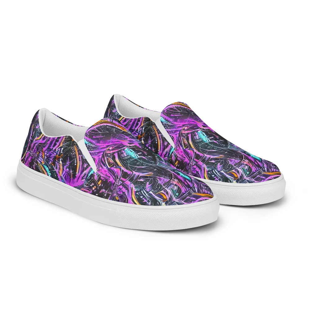 Prismatic Machine on Women's Slip-On Canvas Shoes — Right Front