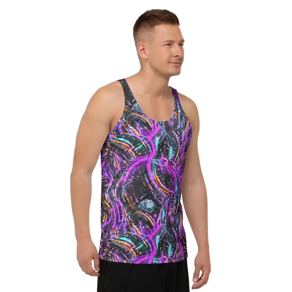 Prismatic Machine on Men's Tank Top — Right Front