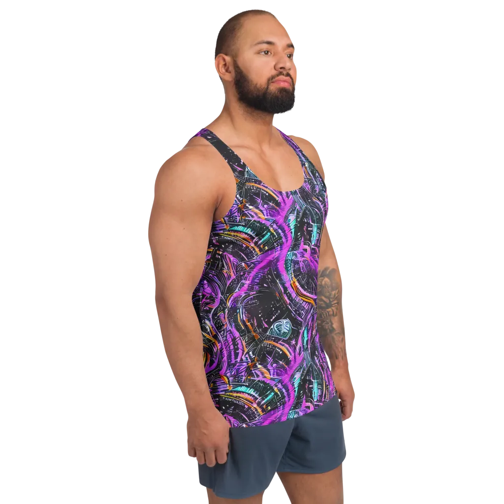 Prismatic Machine on Men's Tank Top — Right Front