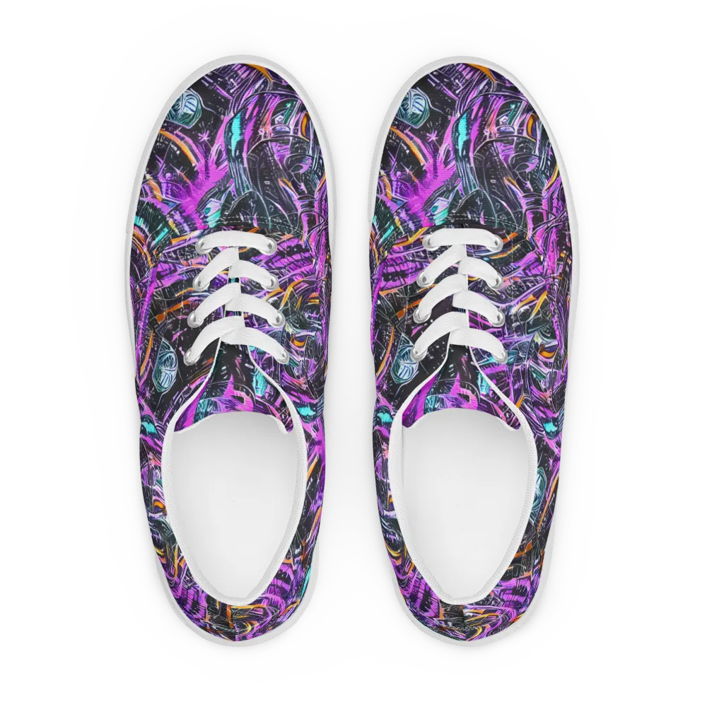 Prismatic Machine on Men's Lace-Up Canvas Shoes — Front