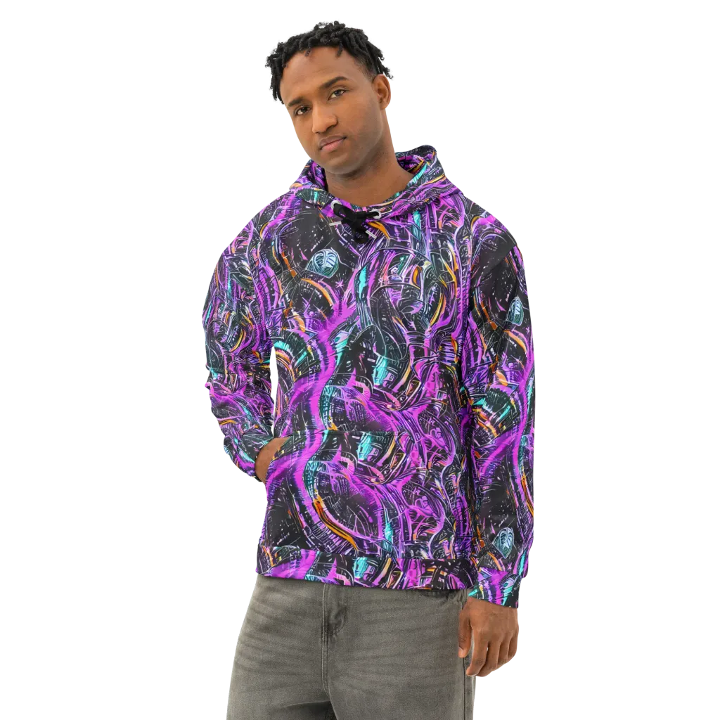Prismatic Machine on Cotton Hoodie — Left Front