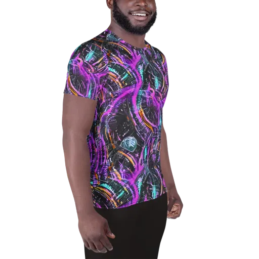 Prismatic Machine on a Men's Athletic T-Shirt