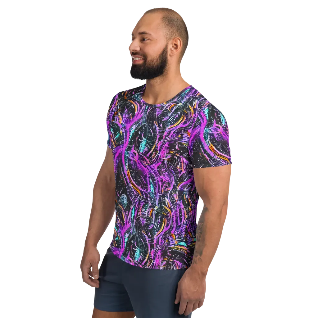 Prismatic Machine on Men's Athletic T-Shirt — Left