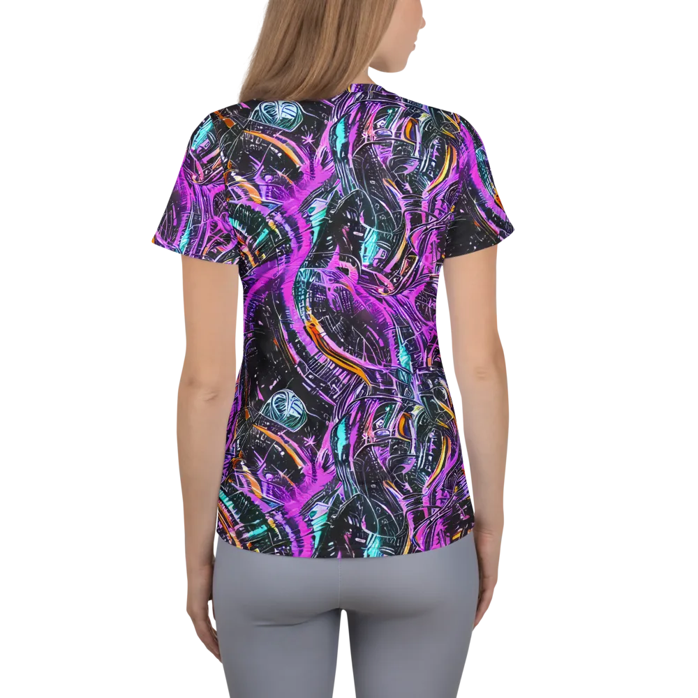 Prismatic Machine on Women's Athletic T-Shirt — Back