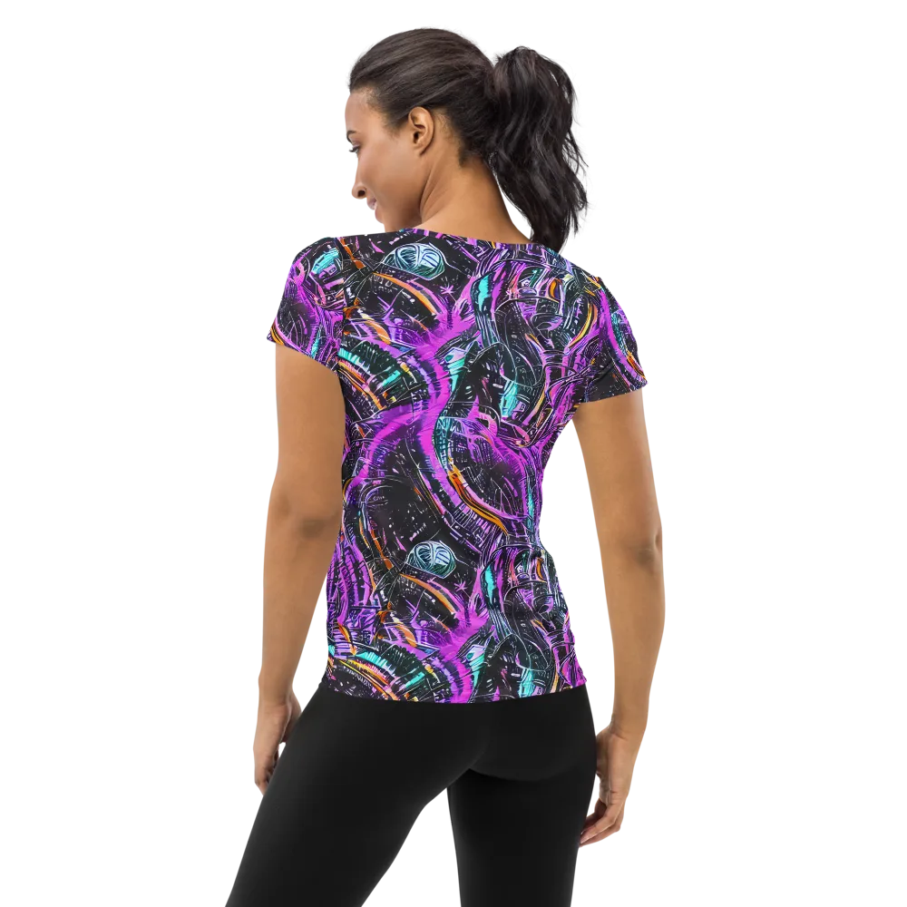 Prismatic Machine on Women's Athletic T-Shirt — Back