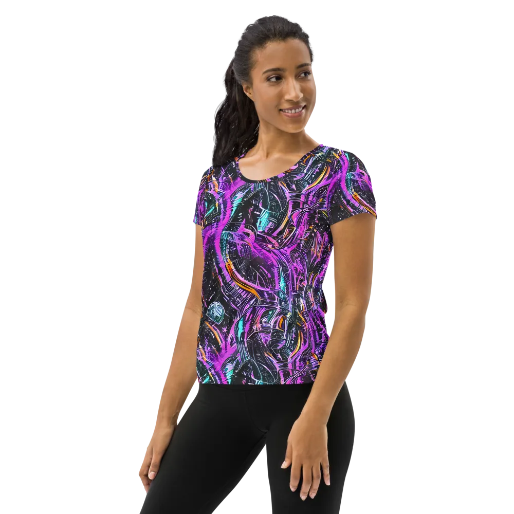 Prismatic Machine on Women's Athletic T-Shirt — Left