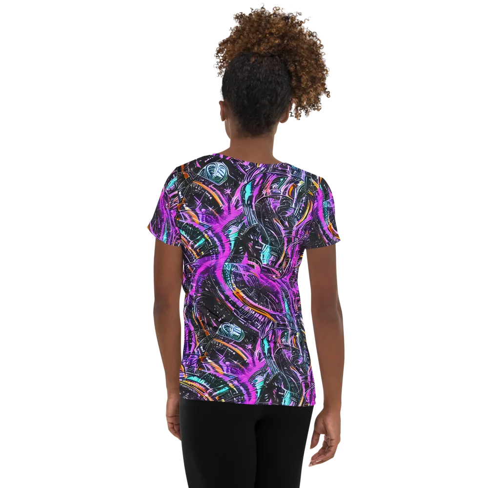Prismatic Machine on Women's Athletic T-Shirt — Back