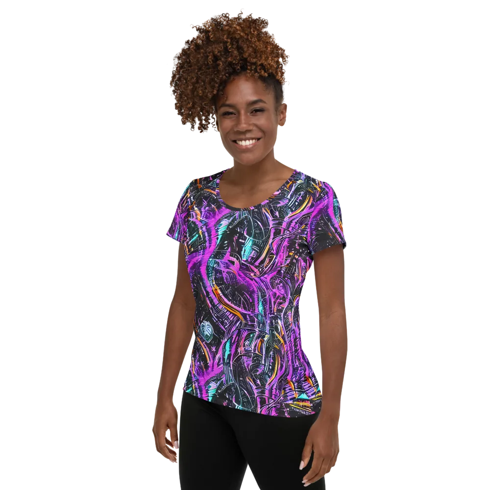 Prismatic Machine on Women's Athletic T-Shirt — Left