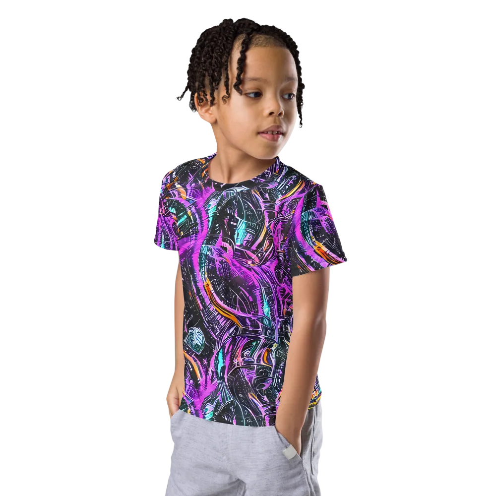 Prismatic Machine on Kids Crew Neck T-Shirt — Left Front