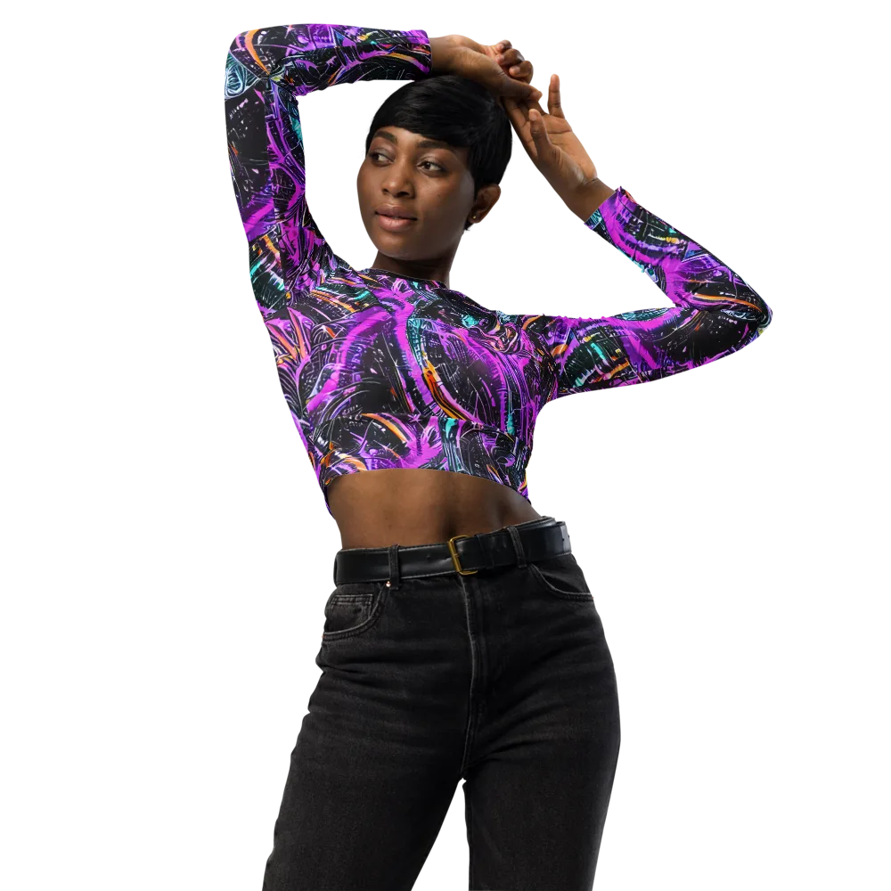 Prismatic Machine on Long Sleeve Crop Top — Front