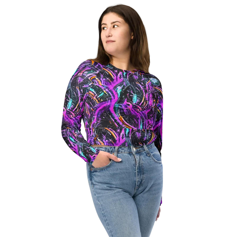 Prismatic Machine on Long Sleeve Crop Top — Front