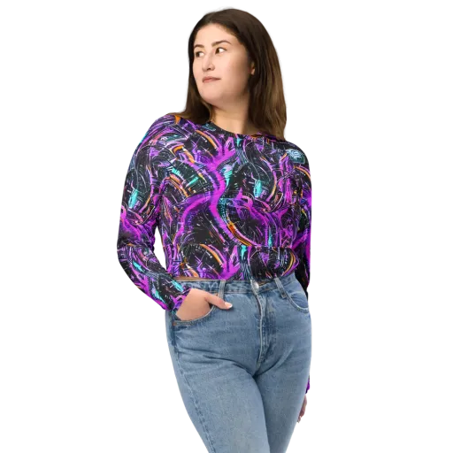 Prismatic Machine on a Long Sleeve Crop Top