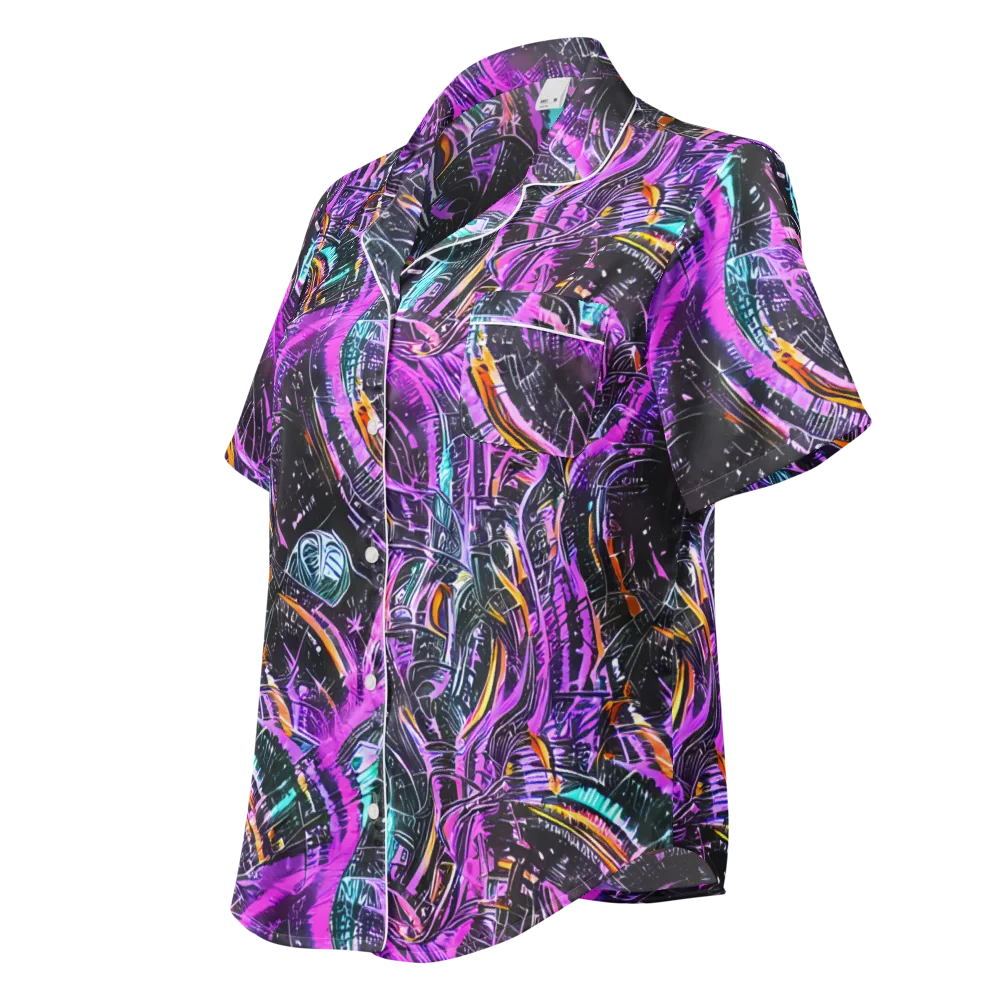 Prismatic Machine on Women's Short Sleeve Pajama Top — Left Front