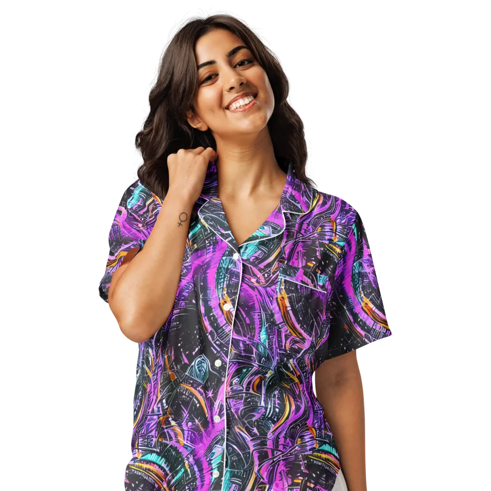 Prismatic Machine on Women's Short Sleeve Pajama Top — Front