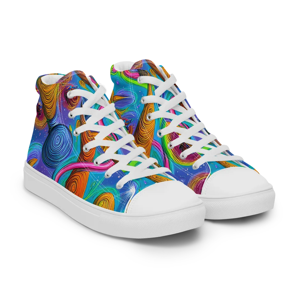 Turbulent Aura on Men's High Top Canvas Shoes — Right Front