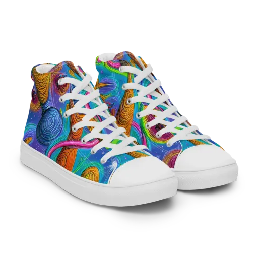 Turbulent Aura on a Men's High Top Canvas Shoes