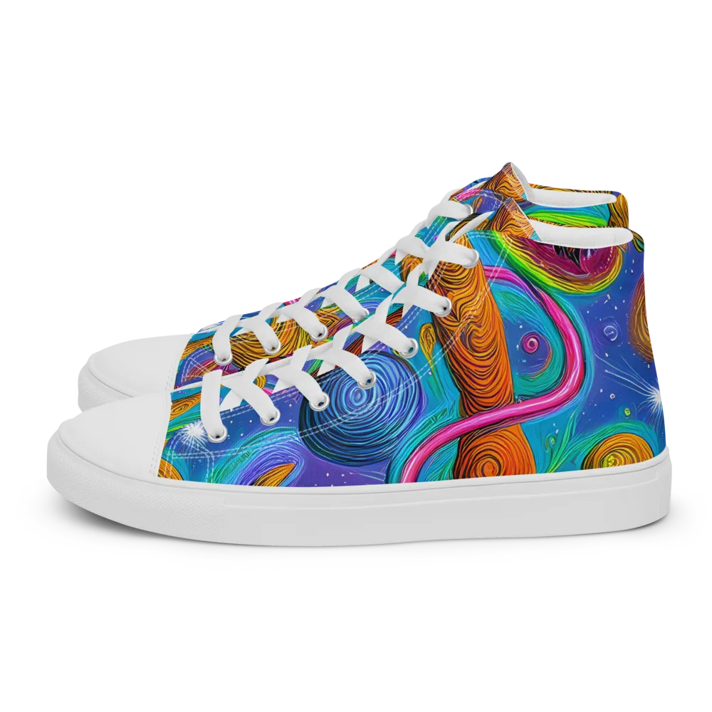 Turbulent Aura on Men's High Top Canvas Shoes — Left
