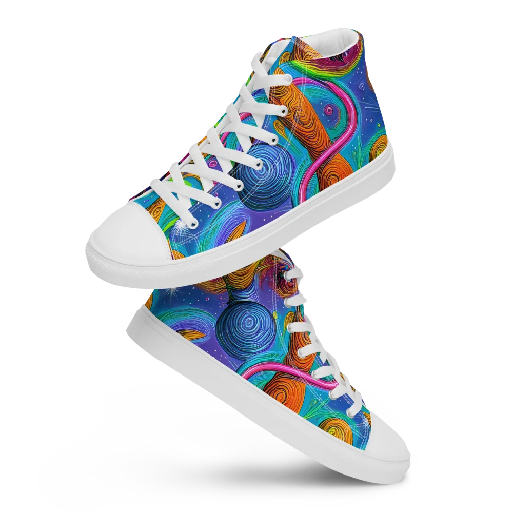 Turbulent Aura on Men's High Top Canvas Shoes — Front