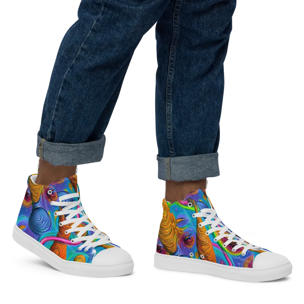 Turbulent Aura on Men's High Top Canvas Shoes — Right