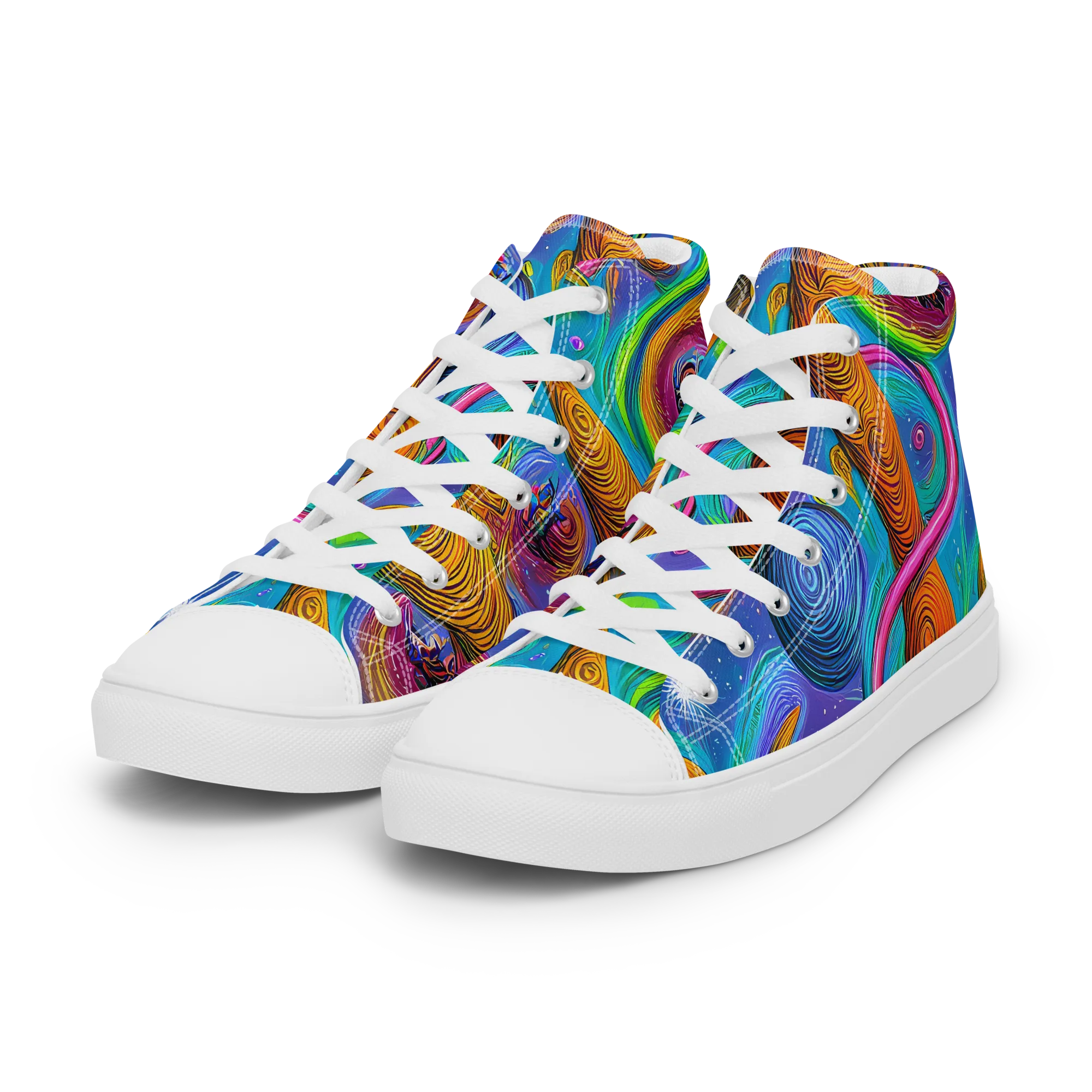 Turbulent Aura on Women's High Top Canvas Shoes — Left Front
