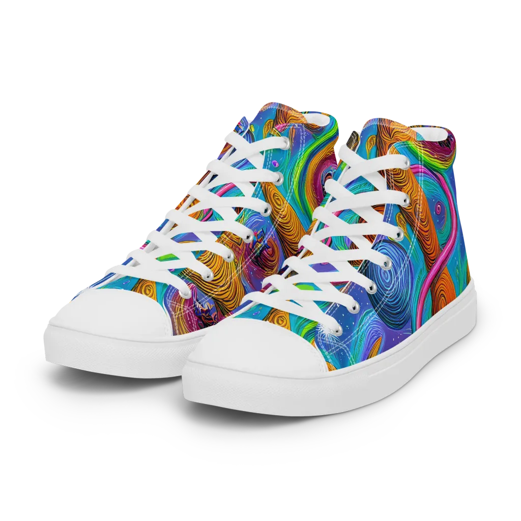 Turbulent Aura on Women's High Top Canvas Shoes — Left Front