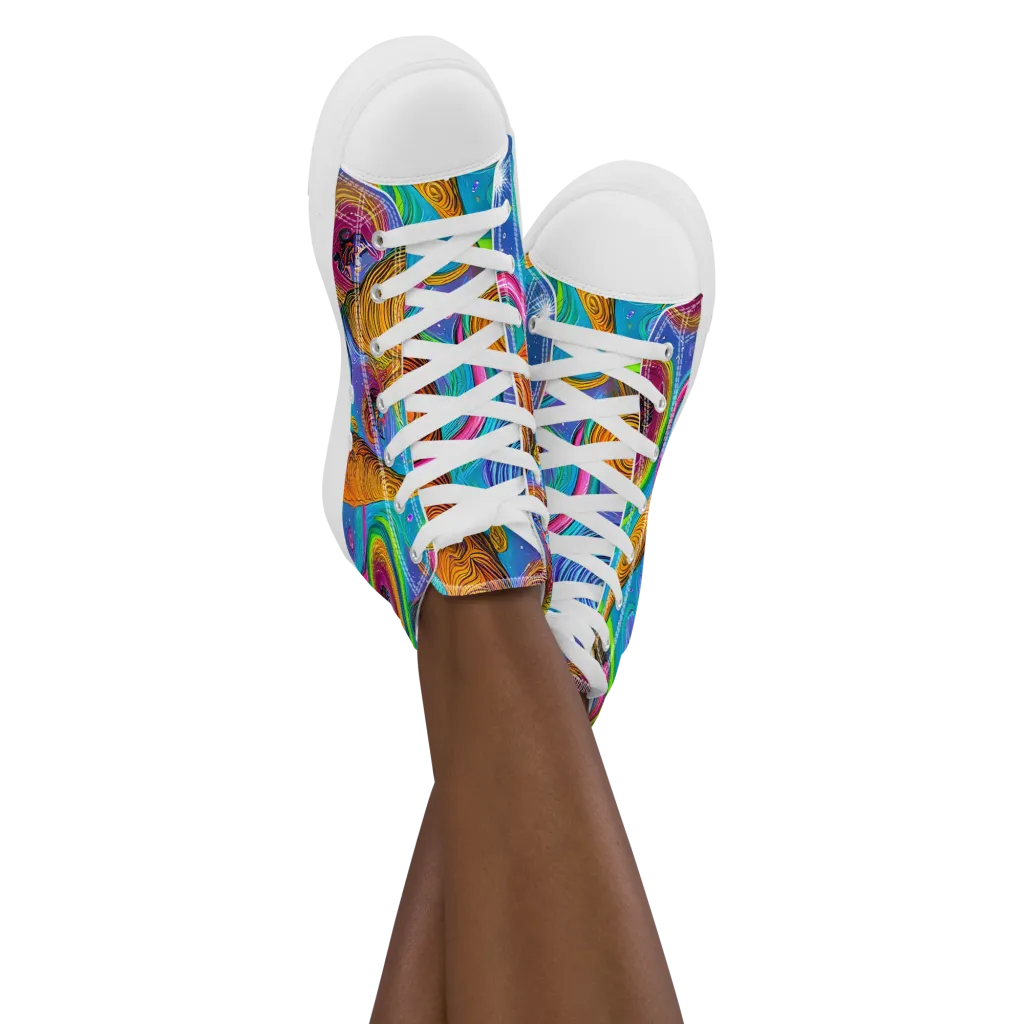 Turbulent Aura on Women's High Top Canvas Shoes — Front
