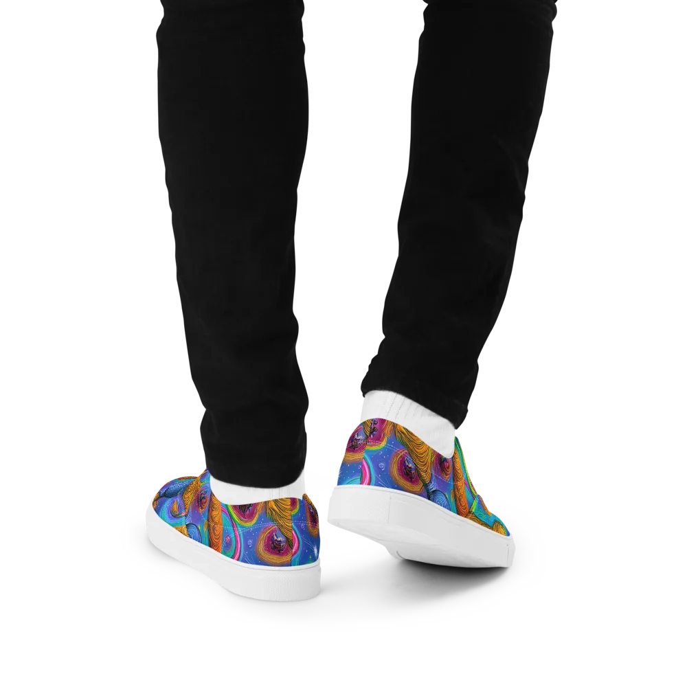 Turbulent Aura on Men's Lace-Up Canvas Shoes — Back