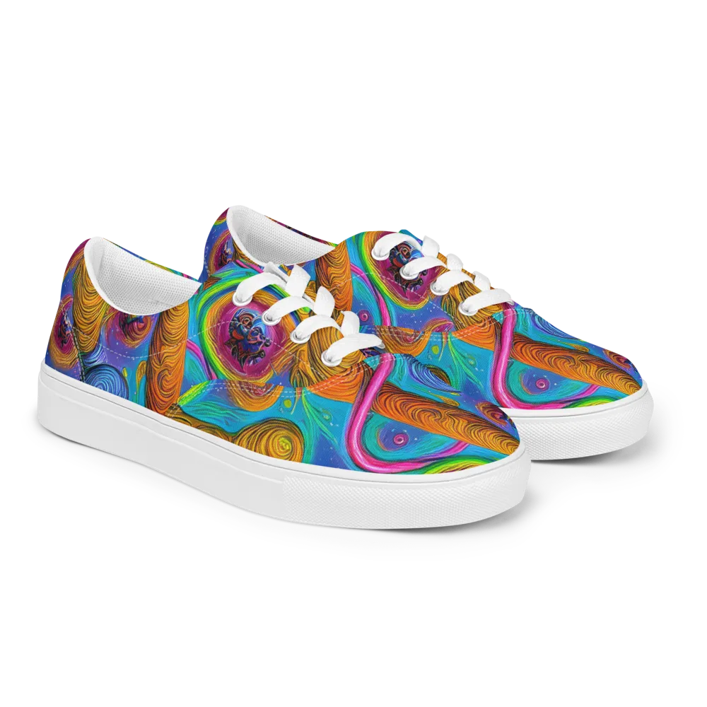 Turbulent Aura on Men's Lace-Up Canvas Shoes — Right Front