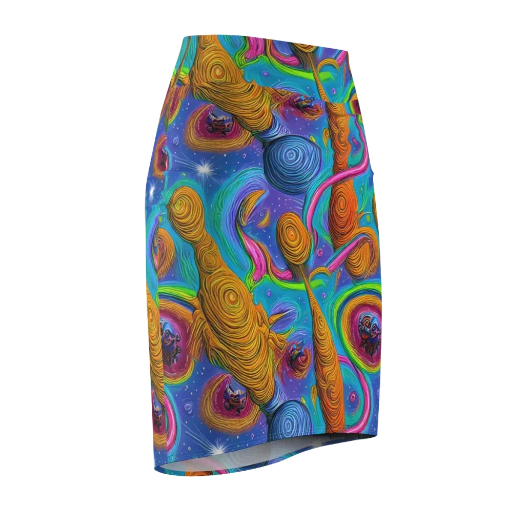 Turbulent Aura on Pencil Skirt — Front Side