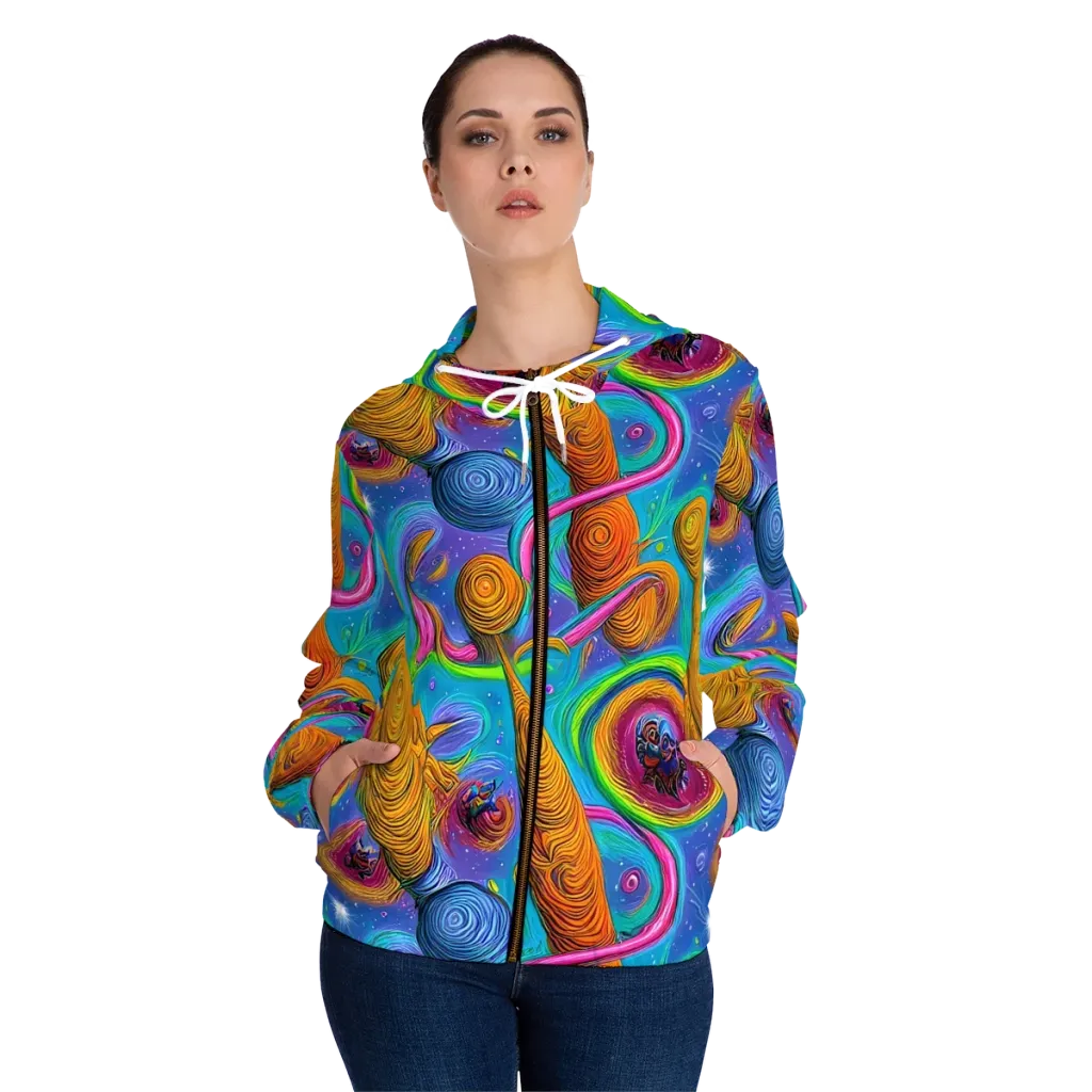 Turbulent Aura on Women's Full-Zip Hoodie — Front On Person