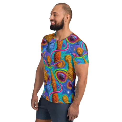 Turbulent Aura on a Men's Athletic T-Shirt